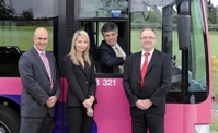 Left to right: Business partner Aidan Glasscoe and treasury partner Amy Collins of Clydesdale Bank’s St Albans FSC; and Uno bus’s managing director Jim Thorpe and finance director Alistair Moffat