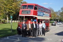Five former OS presidents with the 1938 Bristol K5G, joined by another OS president, Gavin Booth of Bus Users UK, who was a guest at the event. 