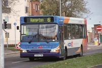 Revenue at Stagecoach UK Bus has increased 2.2% over the last six months. A Stagecoach Peterborough Dart is seen here on the Citi6 route