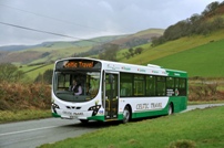 One of the three new buses in the magnificent Mid Wales countryside