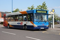 The TAS survey found weekly travel with Stagecoach is on average 17.5% cheaper than other operators. A Stagecoach Peterborough Dart is seen in Hampton on the Citi 6 service