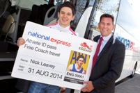 Nick Leavey receives his larger than life free pass from Danny Elford, commercial director of Kings Ferry