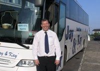 Coach Driver of the year 2010, Phil Thomas, of Jay & Kay Coach Tours of Crayford parks up at the Marine Hotel, Paignton
