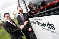 Ian Austin MP and Simon Mathieson with the Duncan Edwards bus