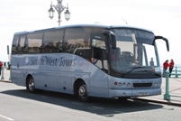 A South West Coaches Caetano midi coach is pictured in Brighton
