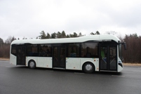 A Volvo 7900H at the company’s test track in Sweden