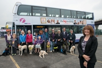 Barbara Bedford, Customer Service & Communications Director of First Bus, with representatives from the Guide Dogs charity