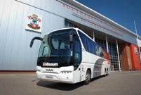 A Coliseum Neoplan Tourliner outside Southampton FC’s St Mary’s Stadium