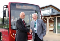 Horace Prickett, portfolio holder for public transport at Wiltshire Council (right) and Salisbury Reds Managing Director, Andrew Wickham (left).