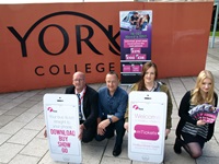 (L-r) Dennis Goad from First and Glenn Miller from York College with York College students