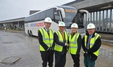 (L-r) Cllr Dominic Barnes, Steve Way (Head of Network Planning at National Express), Karen Satterford (WDC's Chief Executive) and Cllr Roger Wilson