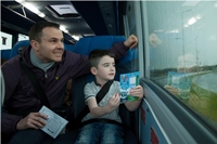 The travel-themed packs are designed to keep children entertained on the express coach services