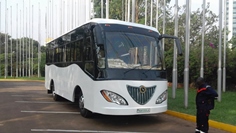 The range of Kiira’s Kayoola electric bus is extended using solar panels on the roof. KIIRA