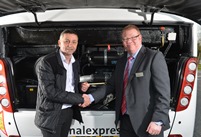 Carl Stott, Director and Engineering Manager at Stotts Coaches with National Express' Head of Engineering Richard Ball. NATIONAL EXPRESS
