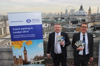 Pictured launching the latest edition of London Coach Parking Map are: CPT’s Chief Executive, Simon Posner is pictured with Ben Plowden, TfL’s Director of Surface Strategy and Planning. GARETH EVANS