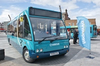 An 08 Optare Solo featuring the new branding at the launch event