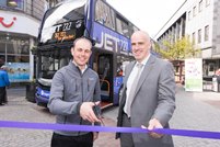 Greig Mackay, Deputy Director of Bus Users Scotland, and Steve Walker, Managing Director of Stagecoach North Scotland, launch the new vehicles