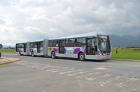 The first Quito bi-articulated buses are due in service in May. VOLVO