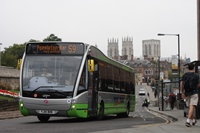 FirstGroup currently operates the Park & Ride services in York, utilising electric Optare Versas. JAMES DAY