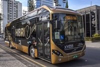 The Volvo 9700 electric hybrid will operate in Curitiba for six months. VOLVO