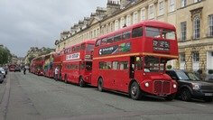 Five new Routemasters joined 13 traditional Routemasters to carry out the service