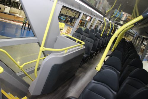 The vehicles feature WiFi, USB charging points, audio and visual next-stop customer announcements, E-Leather seating and wood effect flooring. GARETH EVANS