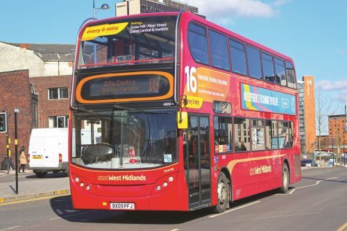 Passengers in the West Midlands conurbation are surveyed twice a year by Transport Focus, thanks to funding provided jointly by Transport for West Midlands and National Express West Midlands This Route 16-branded ADL Enviro400 is seen on Moor Street Queensway, Birmingham on March 7, 2016. MIKE SHEATHER