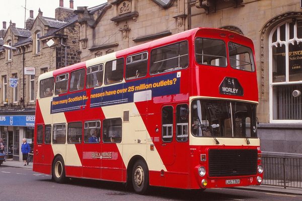 Another Black Prince vehicle, an Alexander-bodied Volvo Ailsa new to Central SMT and seen in Morley in April 1991