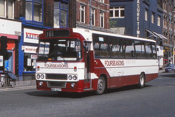 New to United Counties in 1976, an Alexander T-bodied Leyland Leopard with Four Seasons of Castleford in Leeds during April