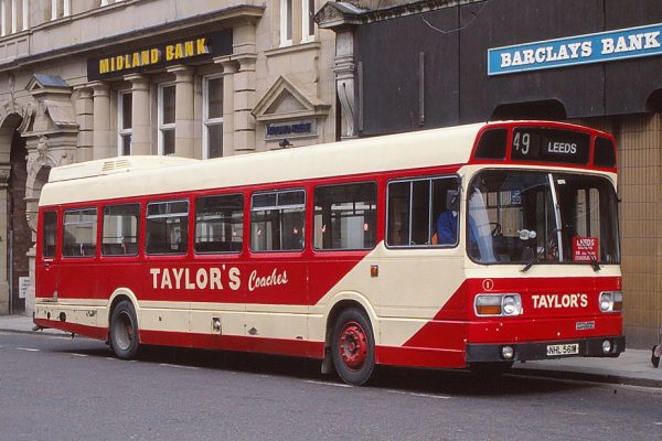 A Leyland National new in 1973 to West Riding is pictured with Taylor’s Coaches of Morley