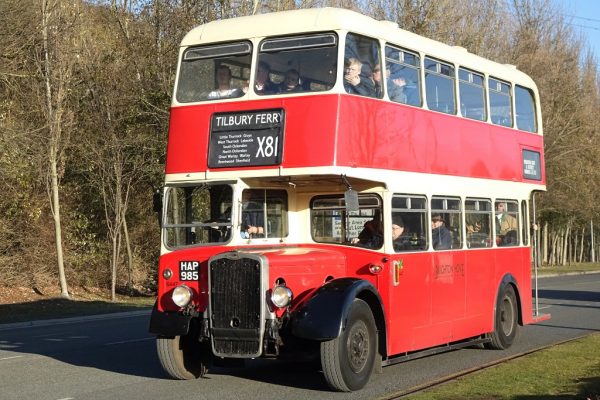 Seaford & District provided its well-known former Brighton & Hove 1955 ECW-bodied Bristol KSW6G which worked on route X81 (Shenfield-Tilbury Ferry). DAVID BELL