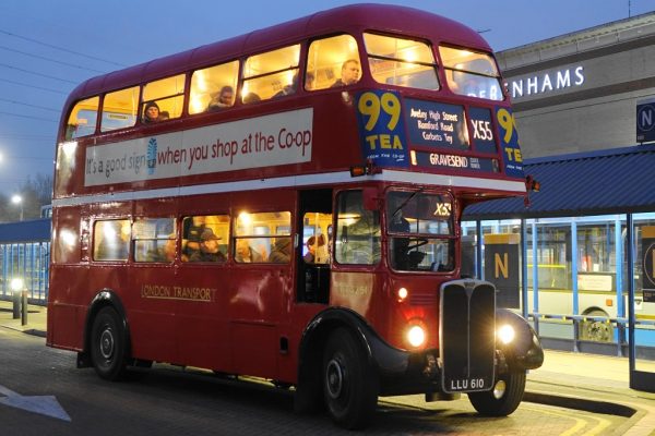 As in previous years, Peter Newman was driving this former London Transport 1950 Weymann-bodied AEC Regent III RT-type who was photographed at Lakeside as darkness fell. DAVID BELL