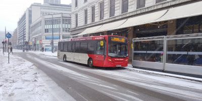 National Express West Midlands driver Mark Fitchew snapped this wintry scene on Birmingham’s Corporation Street outside The Square Peg Wetherspoons pub at 1400hrs on March 2. The ADL Enviro200 was working route 82 to Bearwood