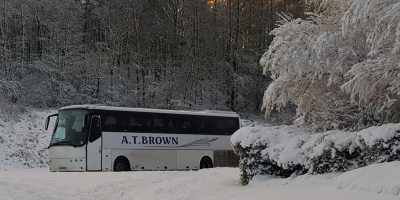 A.T.Brown of Telford driver Jordan Wright snapped this attractively composed wintry scene of a Bova Futura on March 1 at Colliers Way, around the corner from Thomas Telford School