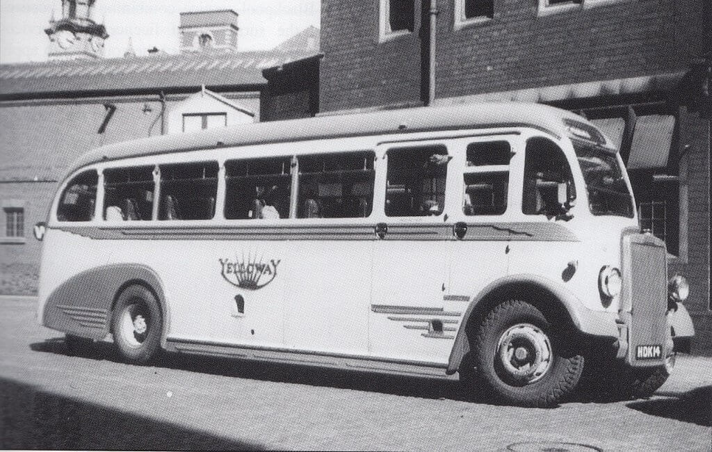 A Yelloway Leyland Tiger PS 2 3 with Trans-United bodywork, new in 1949, seen here in Anchor Road ,Bristol en route to Torquay. Dave Haddock Collection.