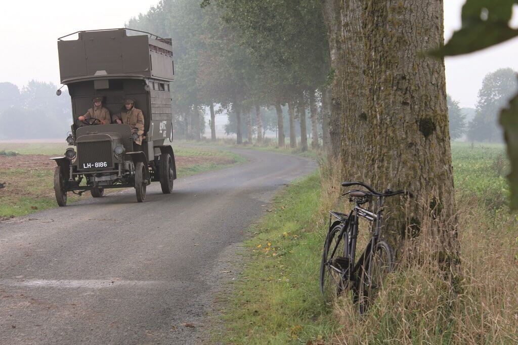 1 The London Transport Museum’s Battle Bus, a B-type, on the Somme in 2014. Copyright London Transport Museum Collection