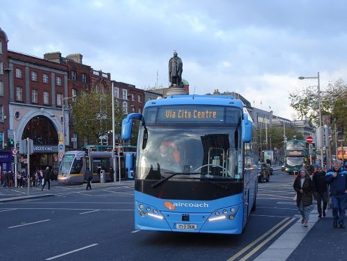 Aircoach has been standardising on the Volvo B11R/Plaxton Panther 3 since 2014. C32 is seen in Dublin city centre. RICHARD SHARMAN 