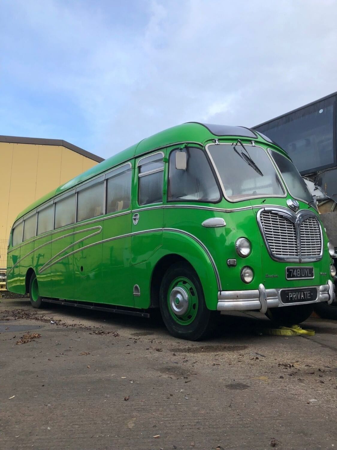 Bedford SBG for sale in Britain after New Zealand authorities failed to licence it for passenger carrying.