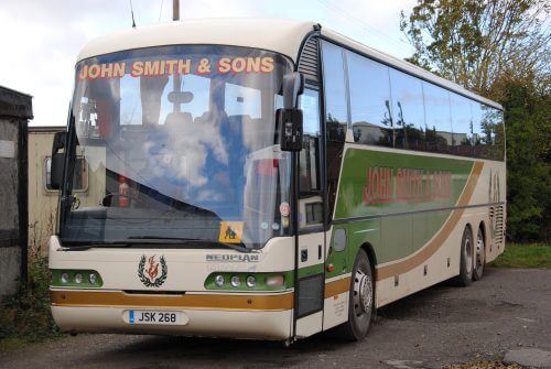 JSK268, a 2004 tri-axle MAN with Neoplan Euroliner bodywork. ADAM NICHOLSON 