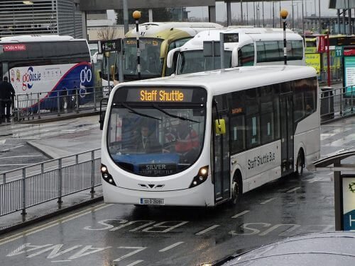 Unique in FirstGroup is dual-doored StreetLite B84 which operates staff parking shuttle services at Dublin Airport. RICHARD SHARMAN
