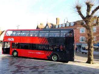 The newly-branded livery is vibrant red and black