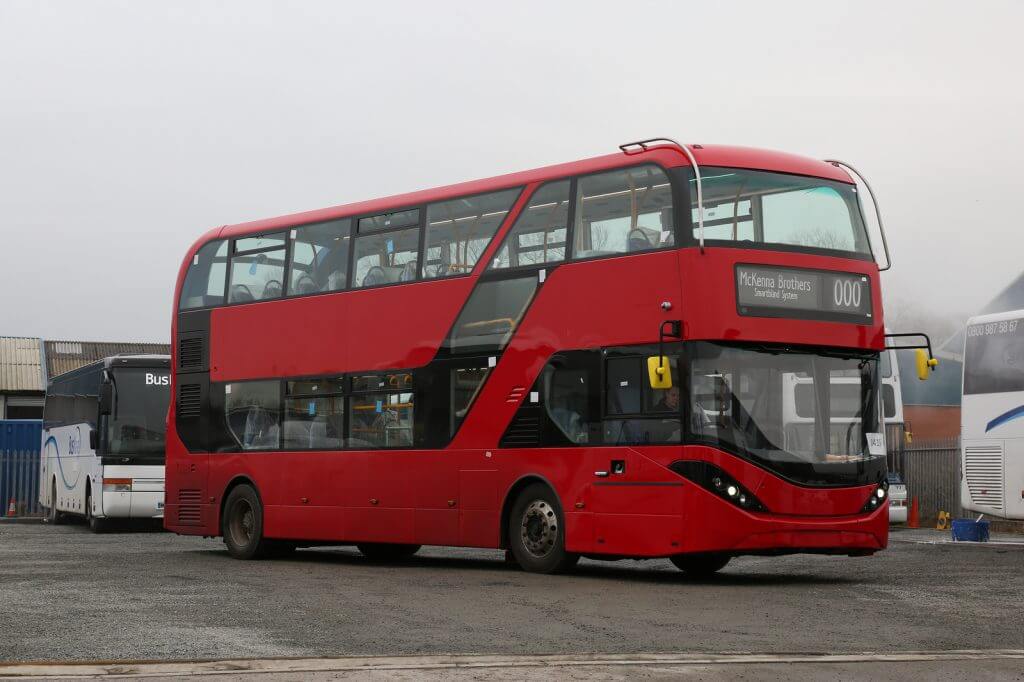 David Longbottom managed to capture what is believed to be the first BYD-ADL Enviro400EV to leave the ADL production line.