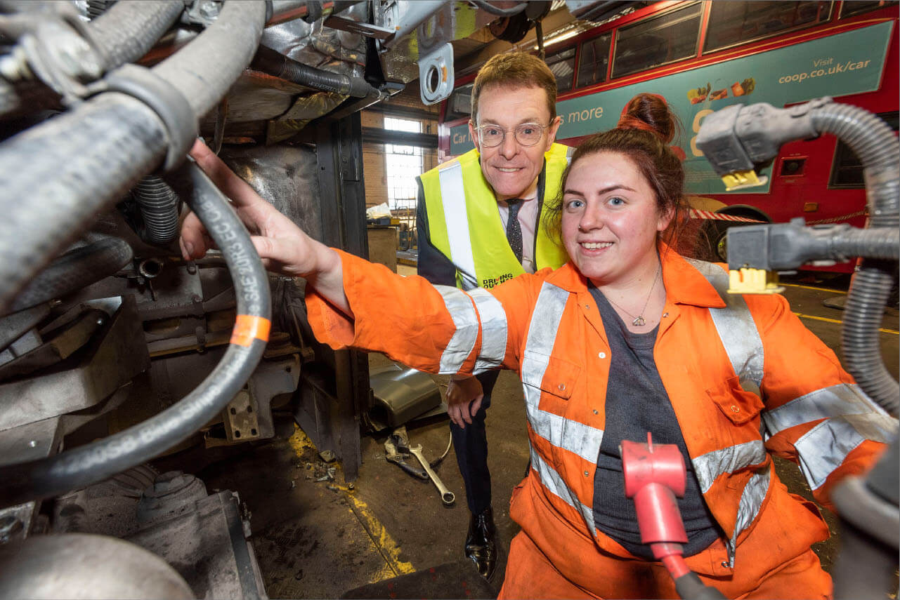 West Midlands Mayor Andy Street with National Express West Midlands apprentice Amy Manning