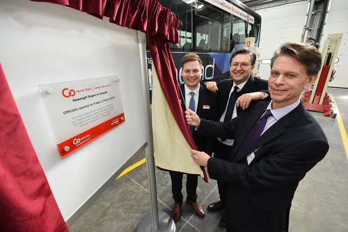 L-R - Martijn Gilbert (MD at Go North East), Cllr Simon Henig (Leader of Durham County Council) and David Brown (Group Chief Executive of Go-Ahead Group)