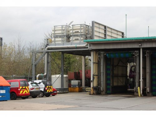 Much of the gas refuelling station is located on the depot roof to save space. JAMES DAY