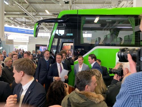 Temsa’s HD13 coach was a centre of interest at the Bus2Bus fair in Berlin. TEMSA