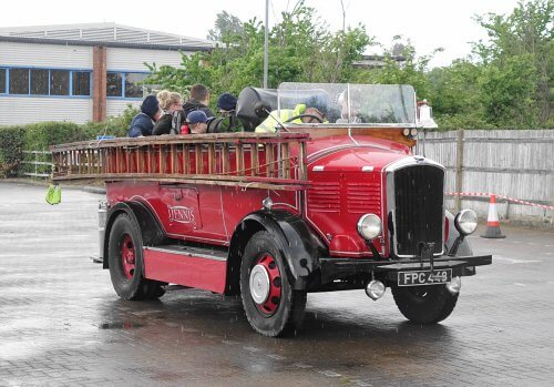 A 1936 Dennis Ace fire engine prototype owned by the Dennis Society was fitted with a toastrack body and gave short rides around the industrial estate