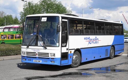 York Pullman’s Tom James at the wheel of his former Bullock’s of Cheadle 1990 Duple 320-bodied Dennis Javelin 