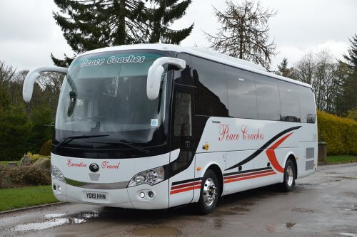 The Yutong TC9 is based in Echt, Aberdeenshire. PEACE COACHES