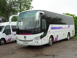 Henshaw's new Yutong TC9 is registered GL19HEN; many of the vehicles in this fleet feature variations of this style number plate. GL stands for the county the operator is based in. RICHARD SHARMAN